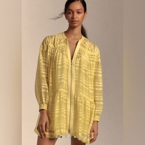 Anthropologie Yellow Sheer Striped Jacket